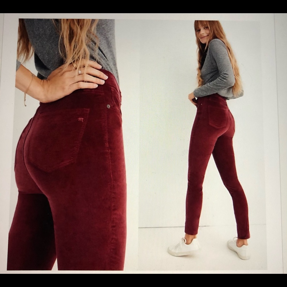 Madewell Rust corduroy high rise skinny pants 33P
